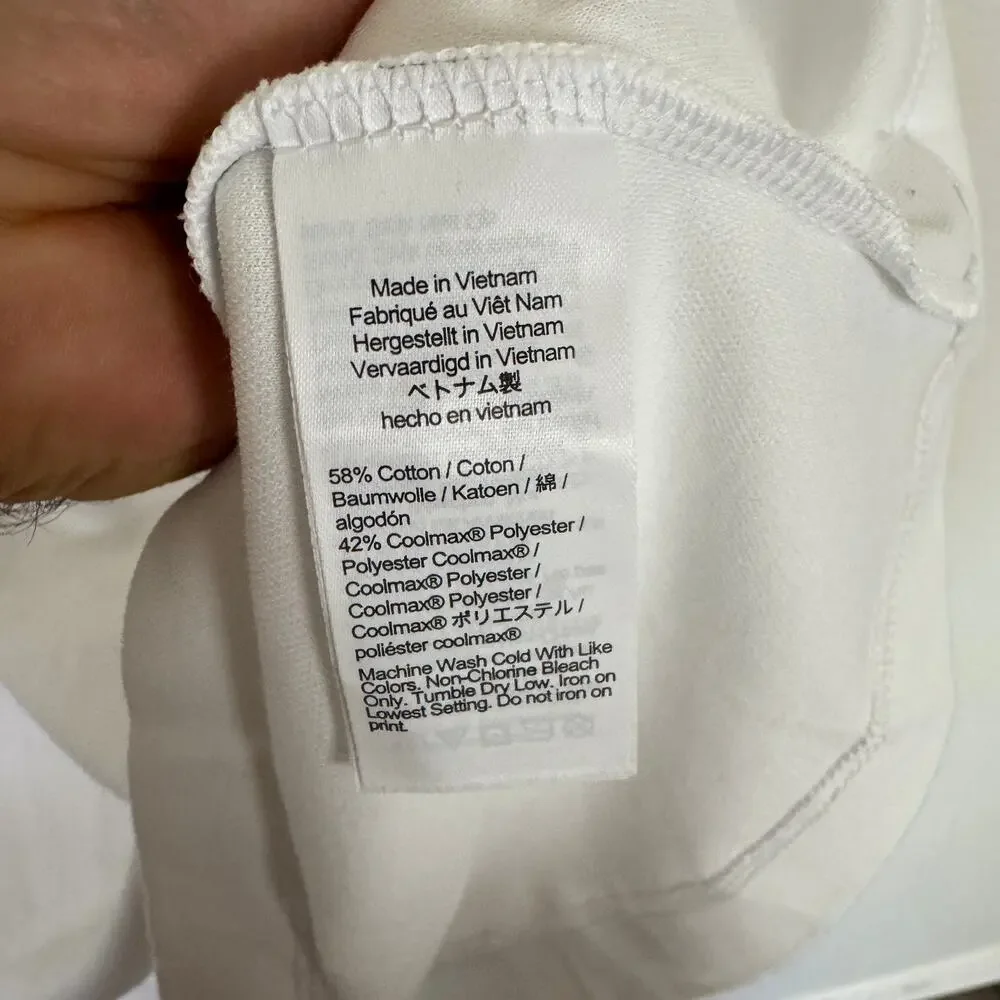 J.Crew Mens Performance Polo M White Coolmax Moisture Wicking Short Sleeve Knit